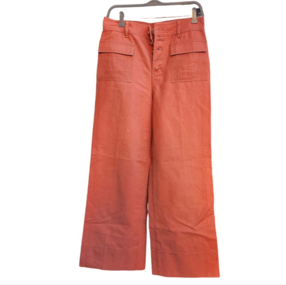 Tory Burch Salmon pants button fly wide leg